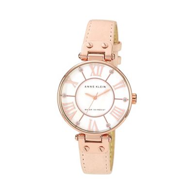Ladies light pink leather strap watch 10/n9918rglp